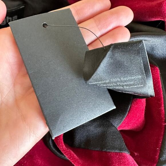 Tigha Belted Biker Moto Style Jacket in Red - Picture 5 of 6